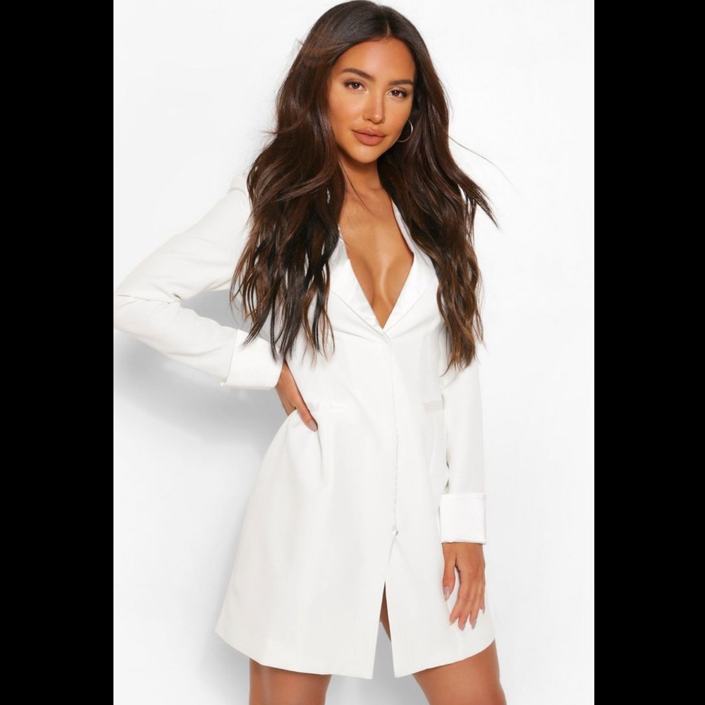 Tailored satin detail blazer dress